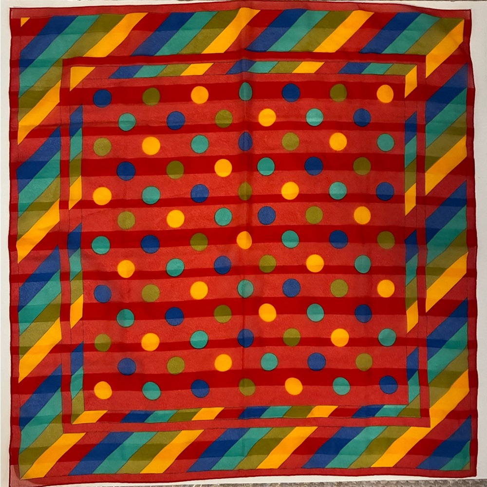 Colorful Polka Dot and Striped Scarf